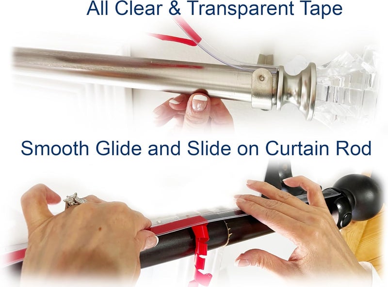 OooWow 26 ft Clear Drapery Ring Slider Effortlessly Prevents Shower and Curtain Rings from Snagging, Ensuring a Smooth, Silent Slide. Curtain Rod Slider- Curtain Ring Slide (26 feet) - Image 2